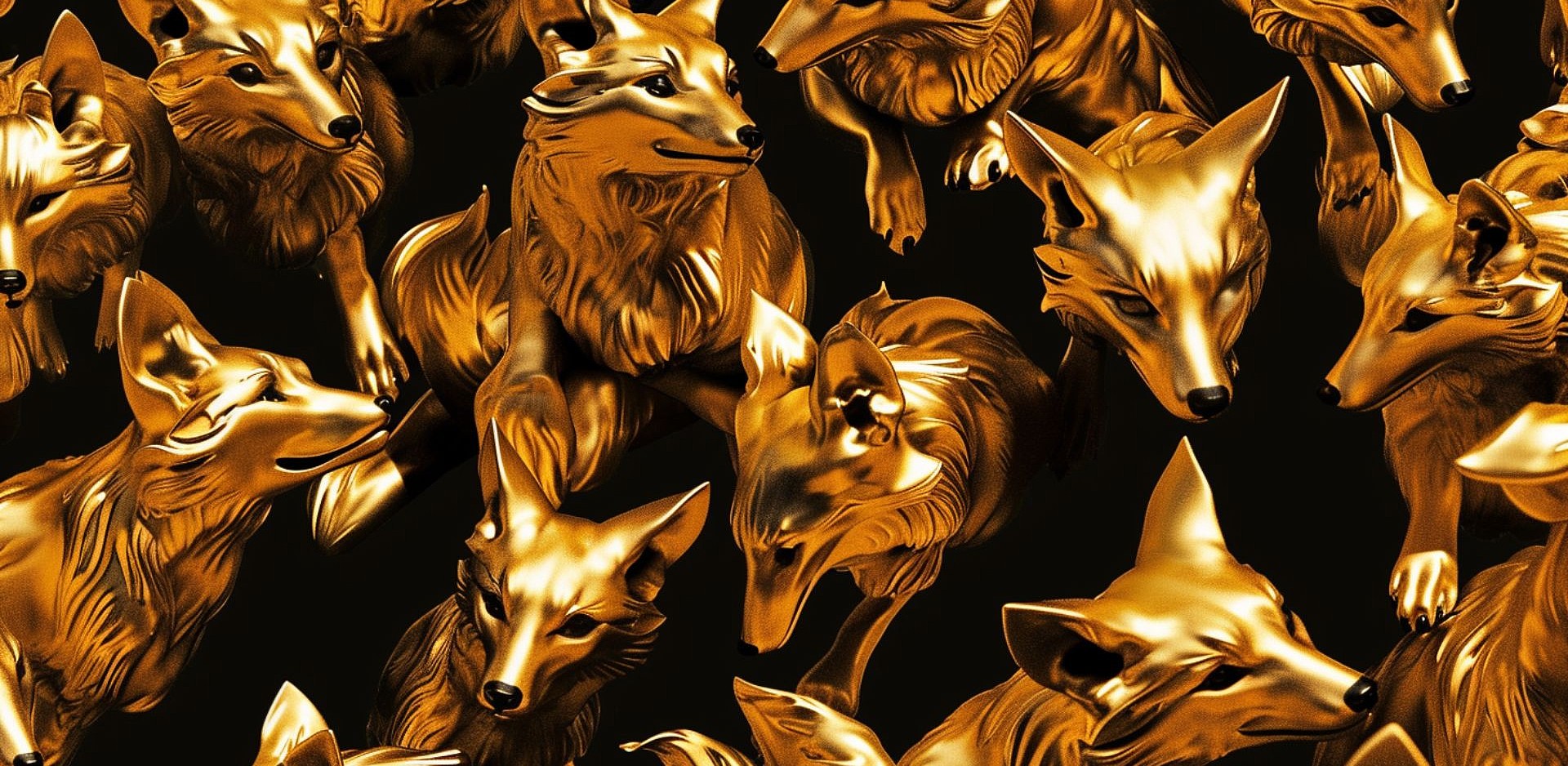 Viele goldene Fuchsstatuen